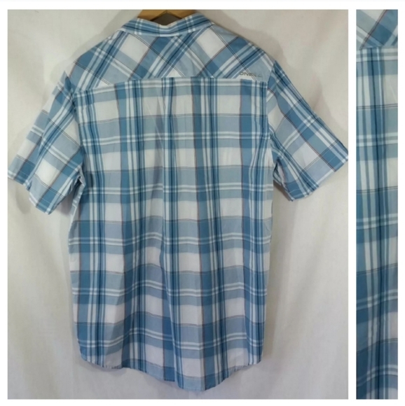 O'Neill M Blue Plaid Short Slv Button-Down Shirt - Picture 5 of 7